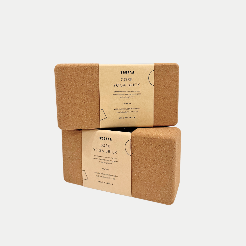 PAIR OF SLIM CORK YOGA BLOCKS | 3x4.5x8.5"