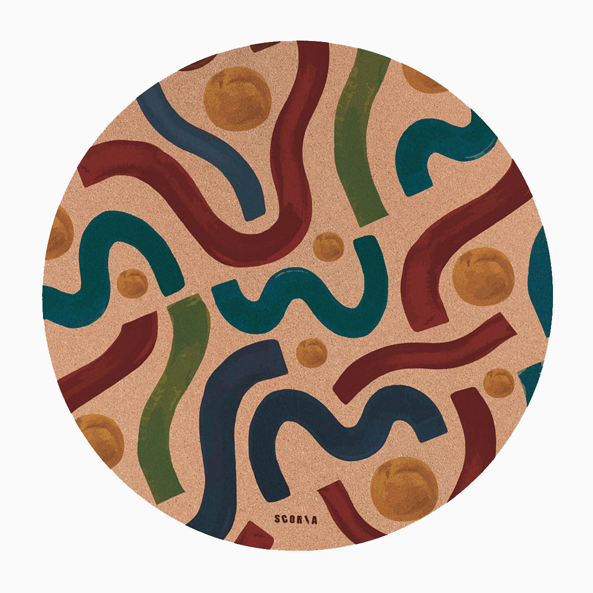 Brush Strokes Round Cork Yoga & Baby Mat | Multi-use | 47" dia