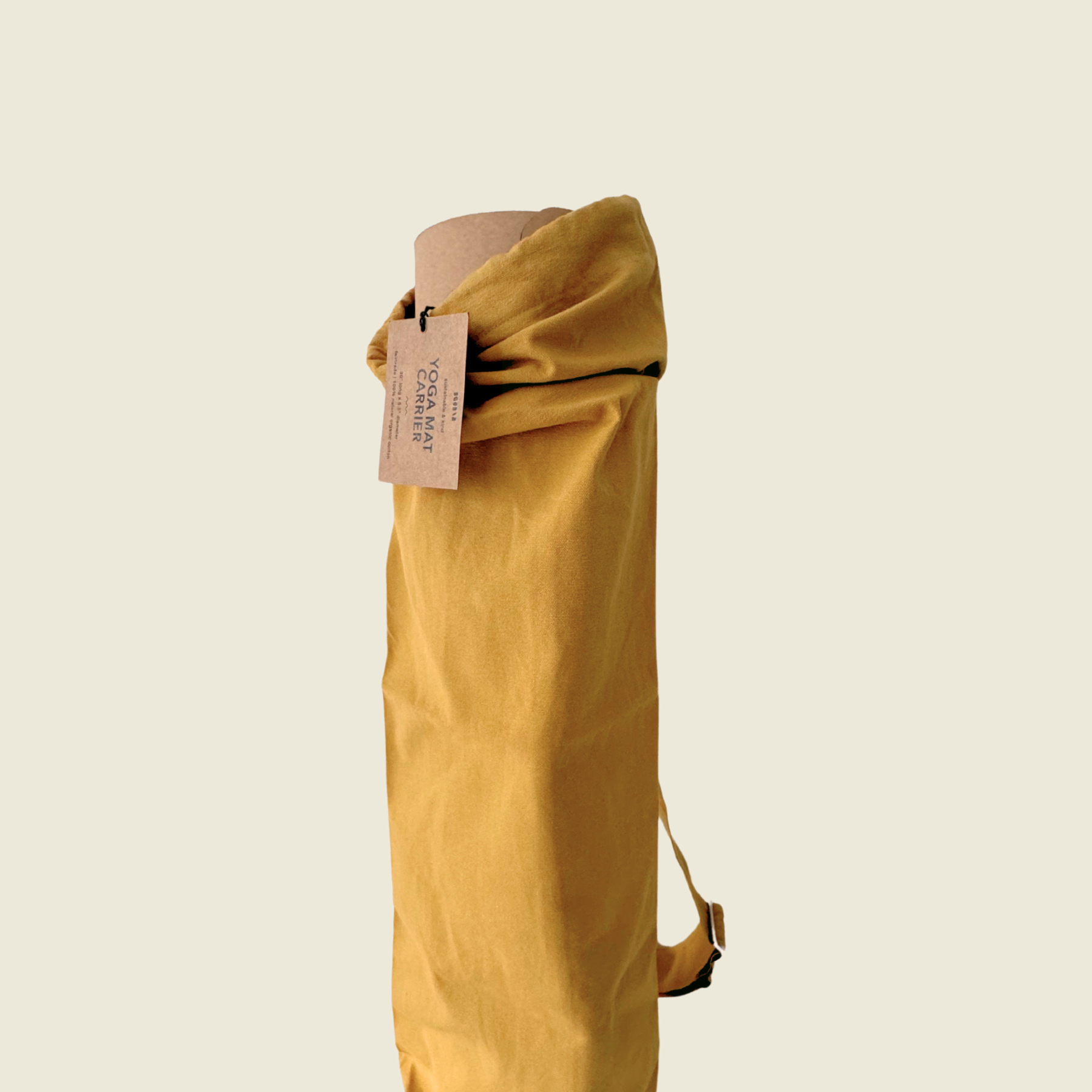Scoria Yoga Mat Bag Organic Cotton with Adjustable Straps Sustainable Fairtrade and Ethical Amber Gold Yellow
