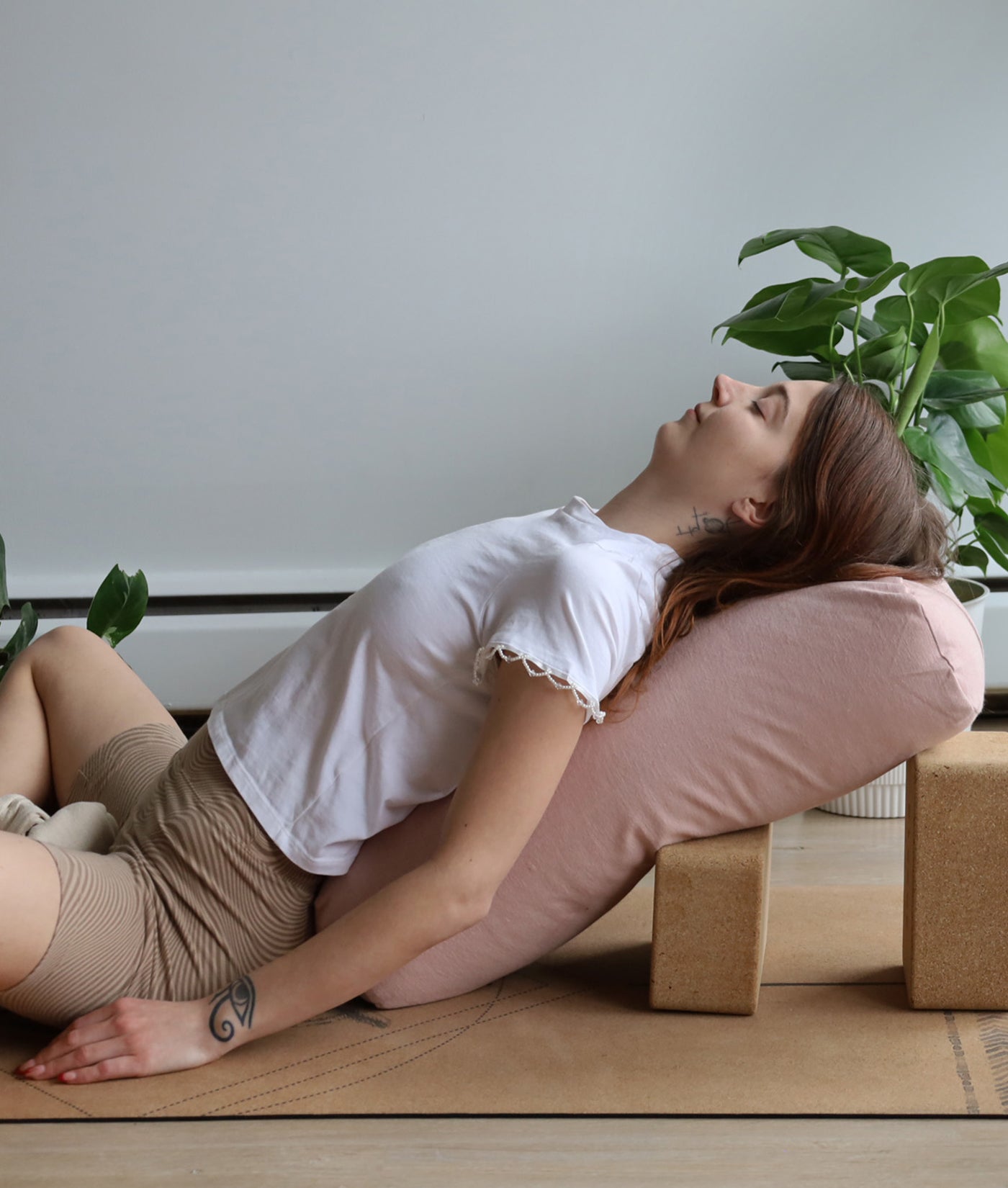 Rectangular Yoga Bolster | Natural & Organic | Soft Pink