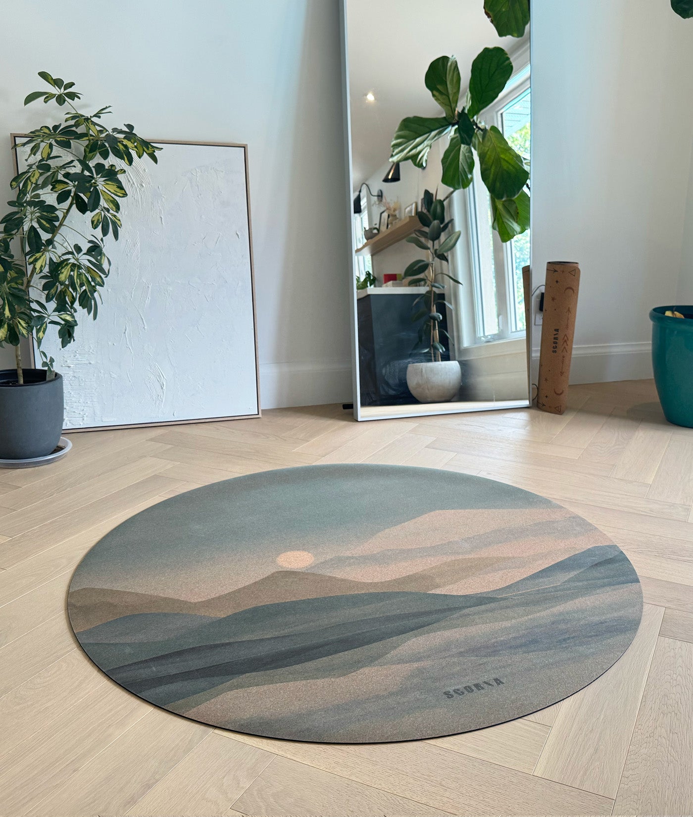 Soft Skies Round Cork Yoga Mat | Multi-use | 53" dia