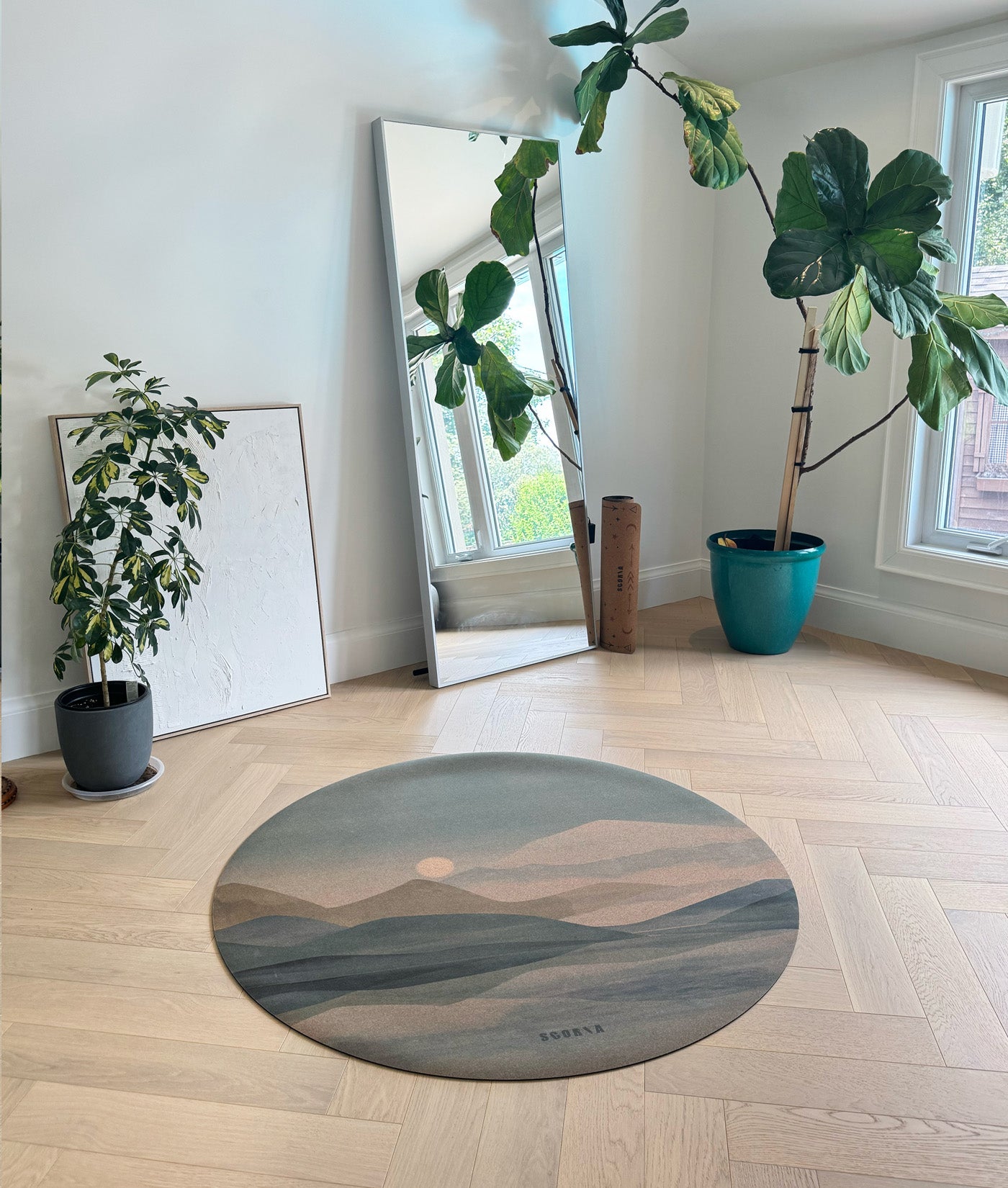 Soft Skies Round Cork Yoga Mat | Multi-use | 53" dia