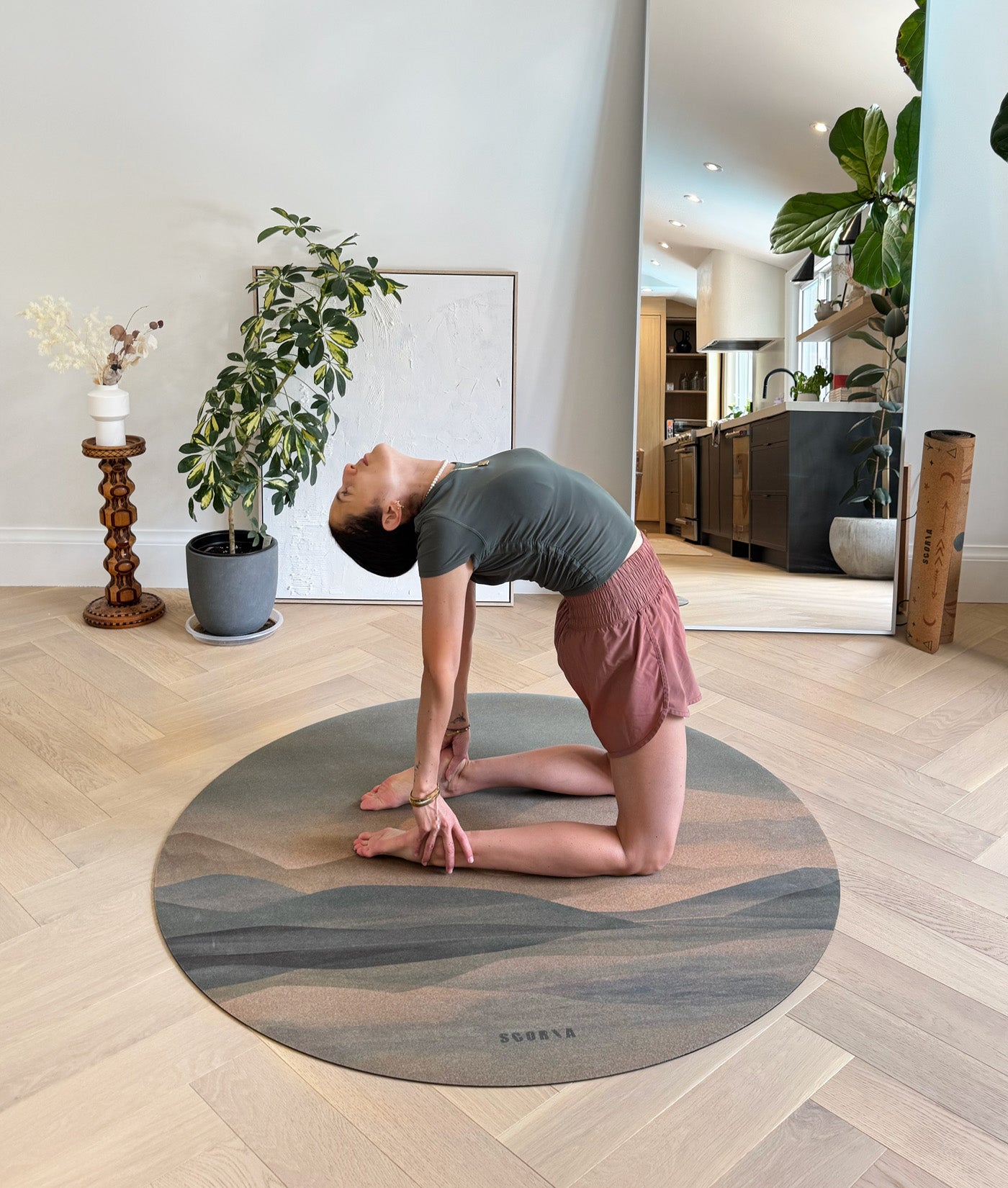 Soft Skies Round Cork Yoga Mat | Multi-use | 53" dia