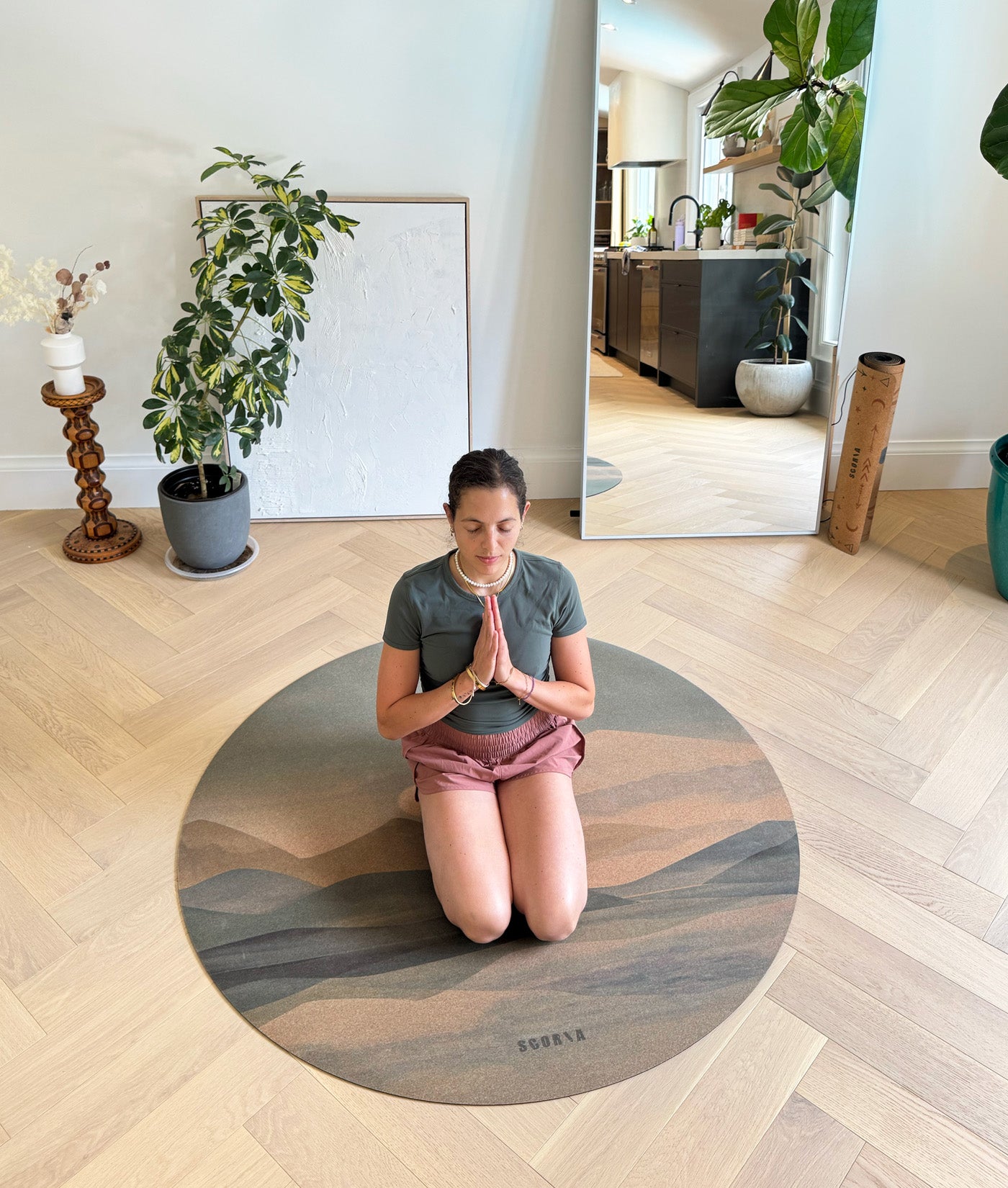 Soft Skies Round Cork Yoga Mat | Multi-use | 53" dia