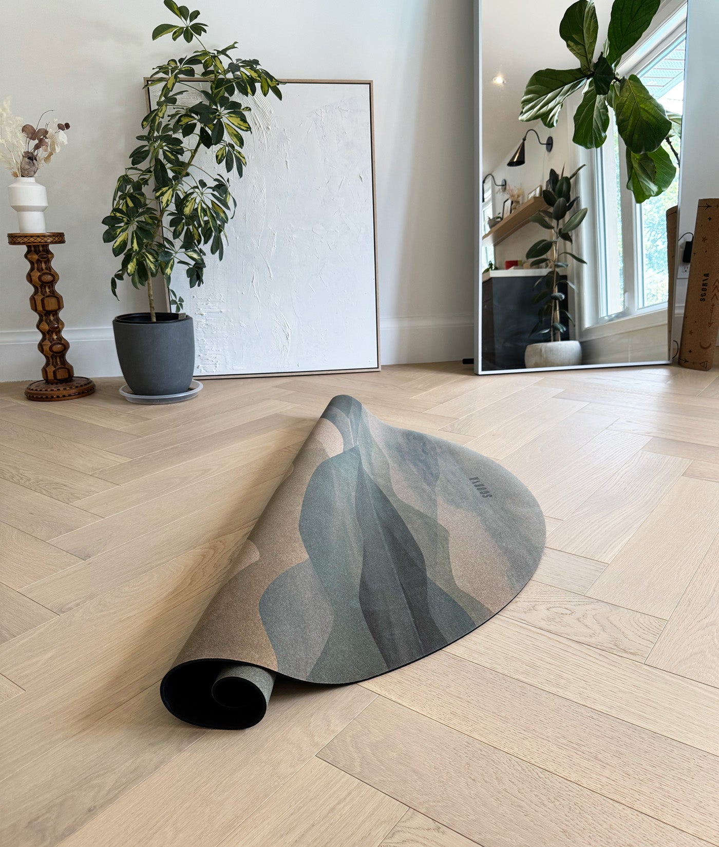 Soft Skies Round Cork Yoga Mat | Multi-use | 53" dia