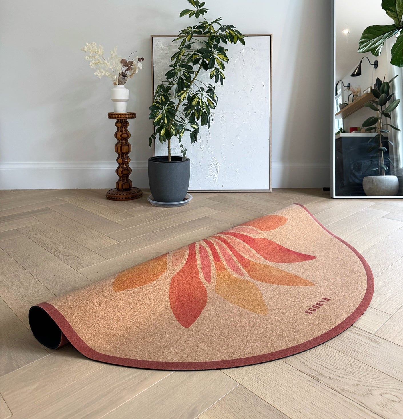 Solar Bloom Round Cork Yoga Mat | Multi-use | 53" dia