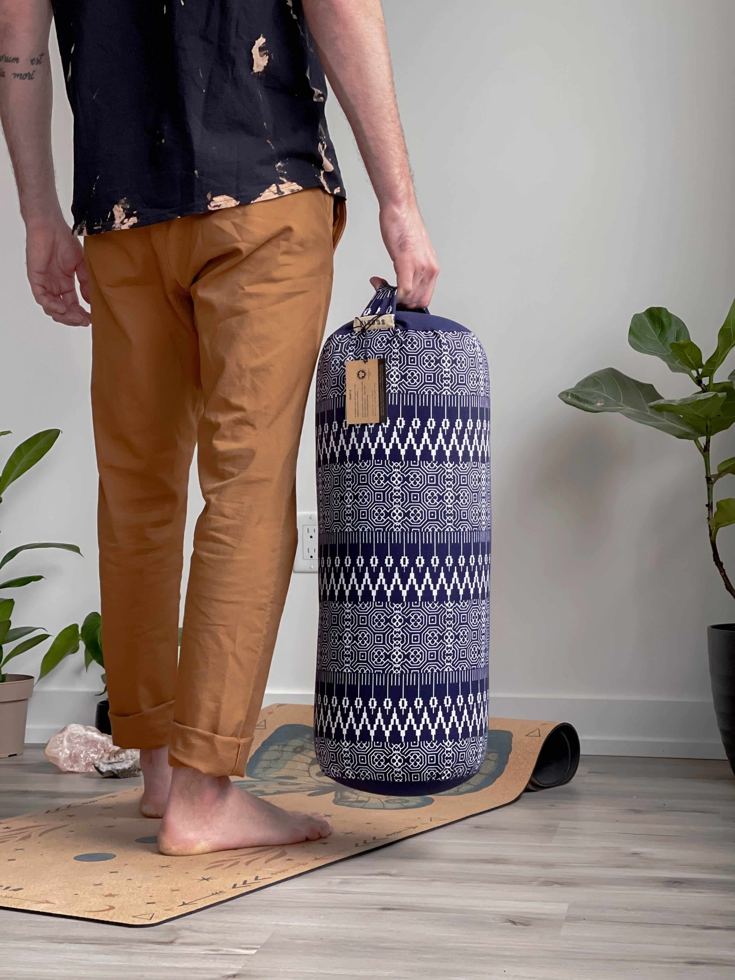 Coussin de yoga naturel et biologique | Imprimé bleu marine *PRÉCOMMANDE
