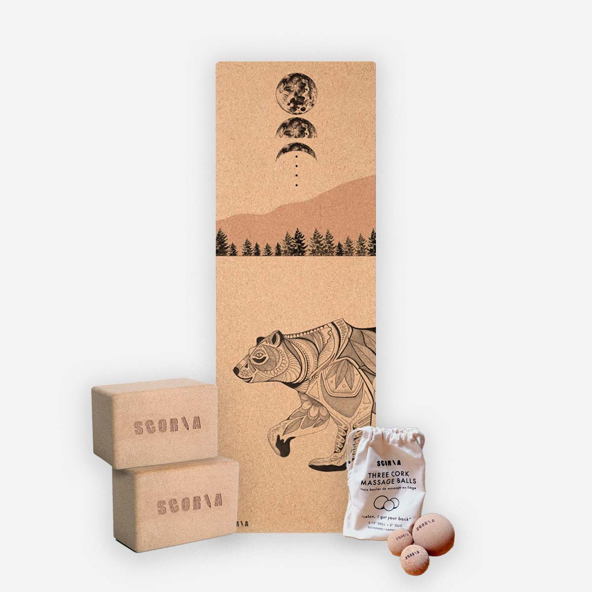 The Night Bear Pack: Night Bear Mat + 2 Blocks + Massage Balls