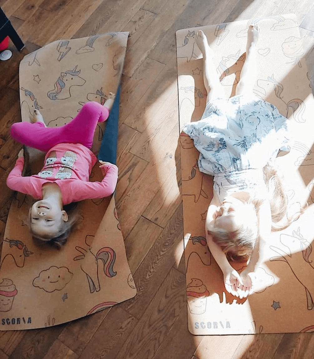 Tapis de jeu et de yoga en liège pour enfants avec licorne