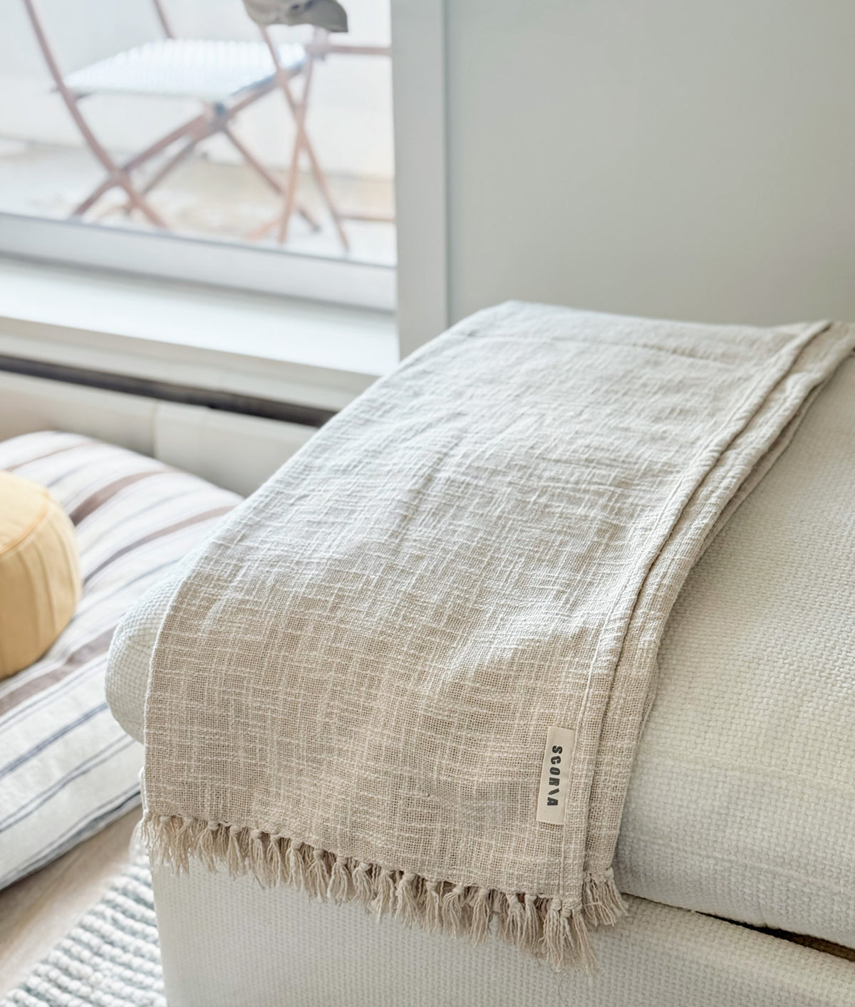 Lightweight Cotton Yoga Blanket with Fringe | Organic & Eco-Friendly
