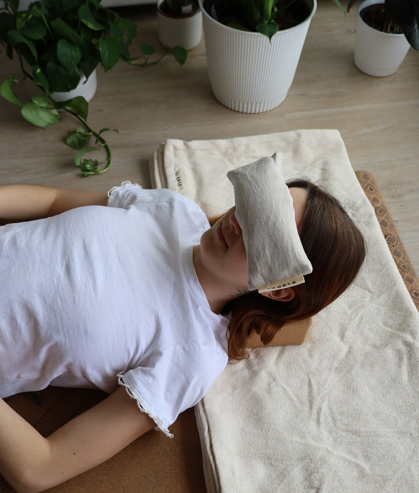 Coussin pour les yeux - Motif feuilles | Naturel et biologique | Parfum lavande 