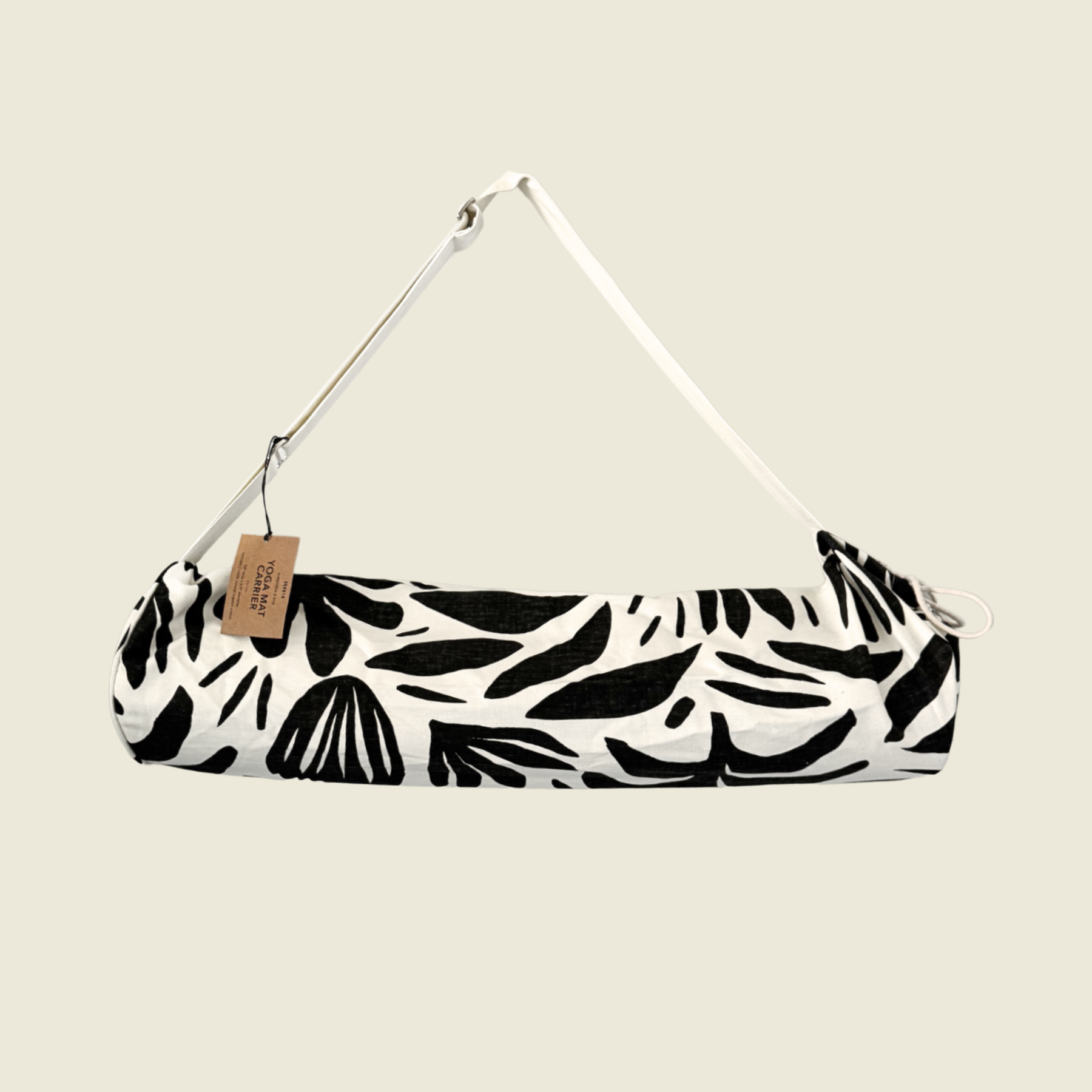 Scoria Yoga Mat Bag Organic Cotton with Adjustable Straps Sustainable Fairtrade and Ethical Patterned leaves 3