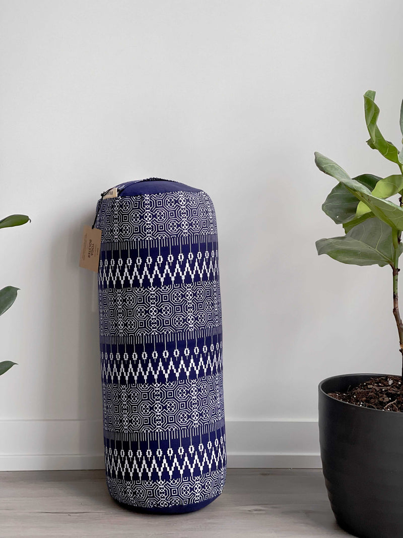 Natural & Organic Yoga Bolster | Navy Print