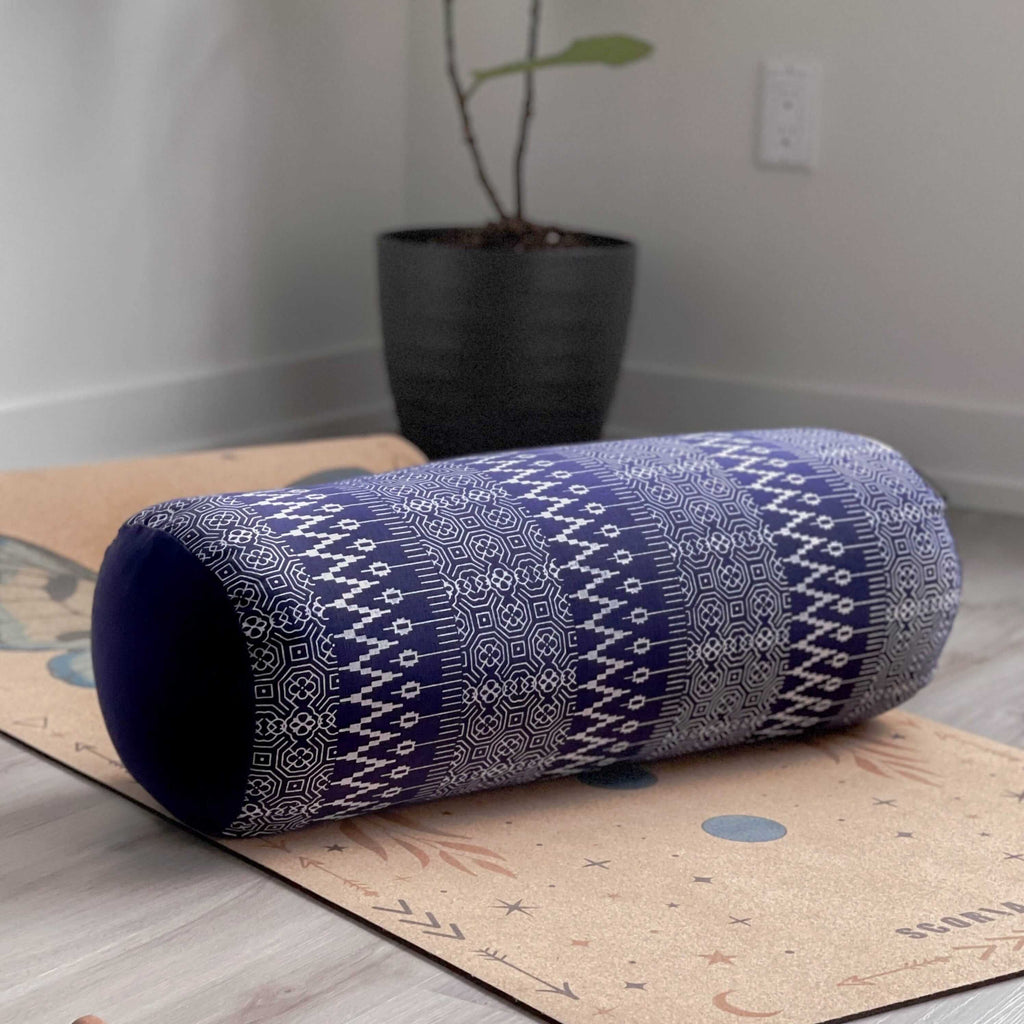 Natural Organic Yoga Bolster Navy Print Scoria Canada