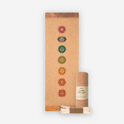 The Energy Healer Pack: Chakras Mat + Stretch Strap + Standard Cork Roller