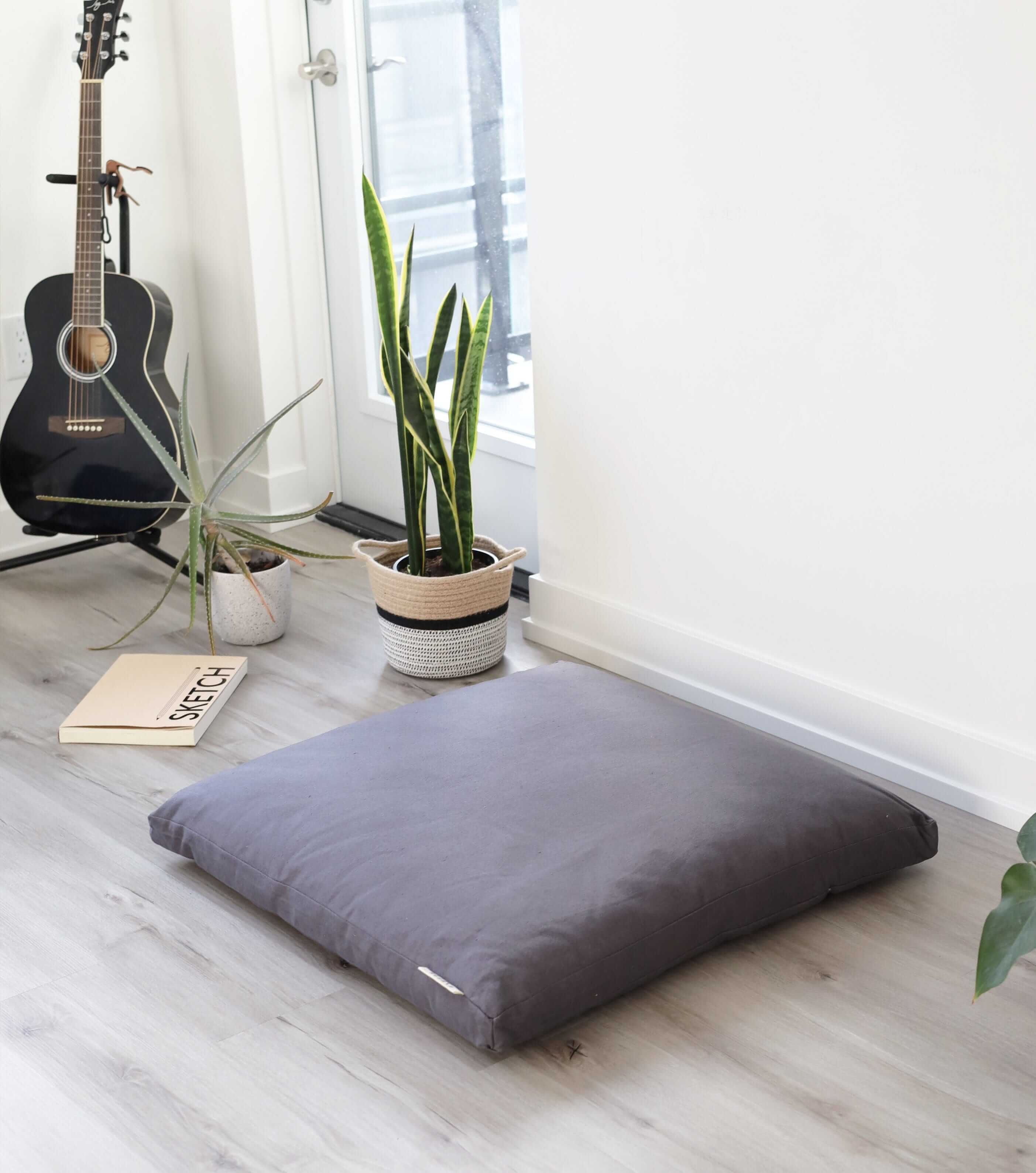 Tapis de méditation naturel et biologique Zabuton | Gris ombré 