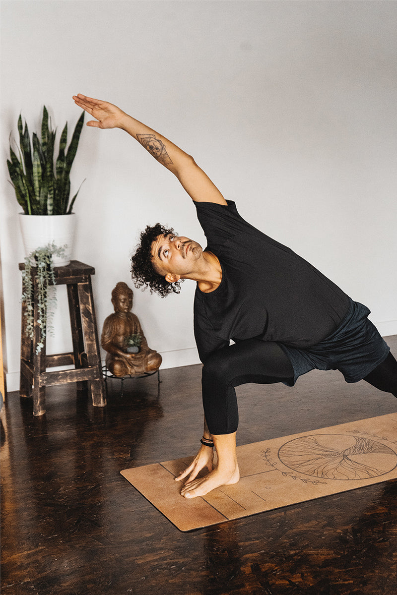 Tapis de yoga en liège avec alignement de l'arbre de vie | 4,5 mm 