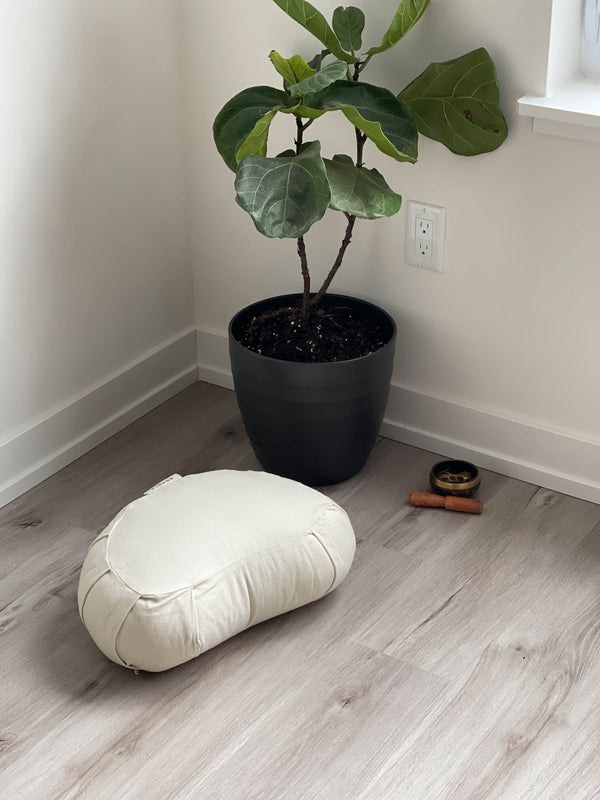 scoria's organic natural sustainable ethical environmental crescent meditation cushion